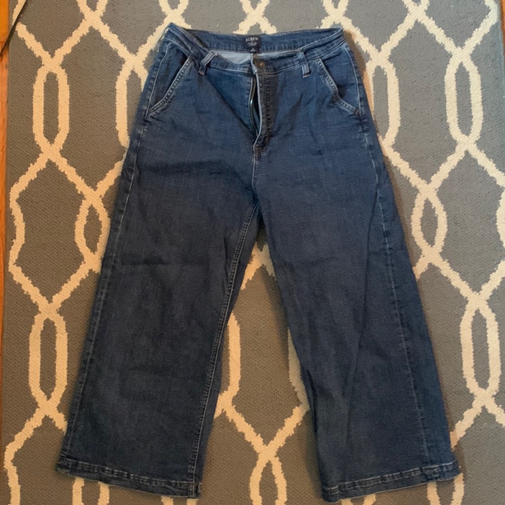 J crew wide leg crop stretch denim
